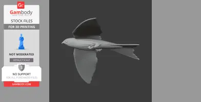 A 3D model of a prehistoric bird with wings spread, designed for 3D printing.