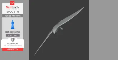 A 3D model of a prehistoric bird in a flying pose, with long wings and a streamlined body.
