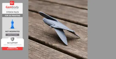3D-printed model of a swift-like prehistoric bird with outstretched wings, viewed from the side.