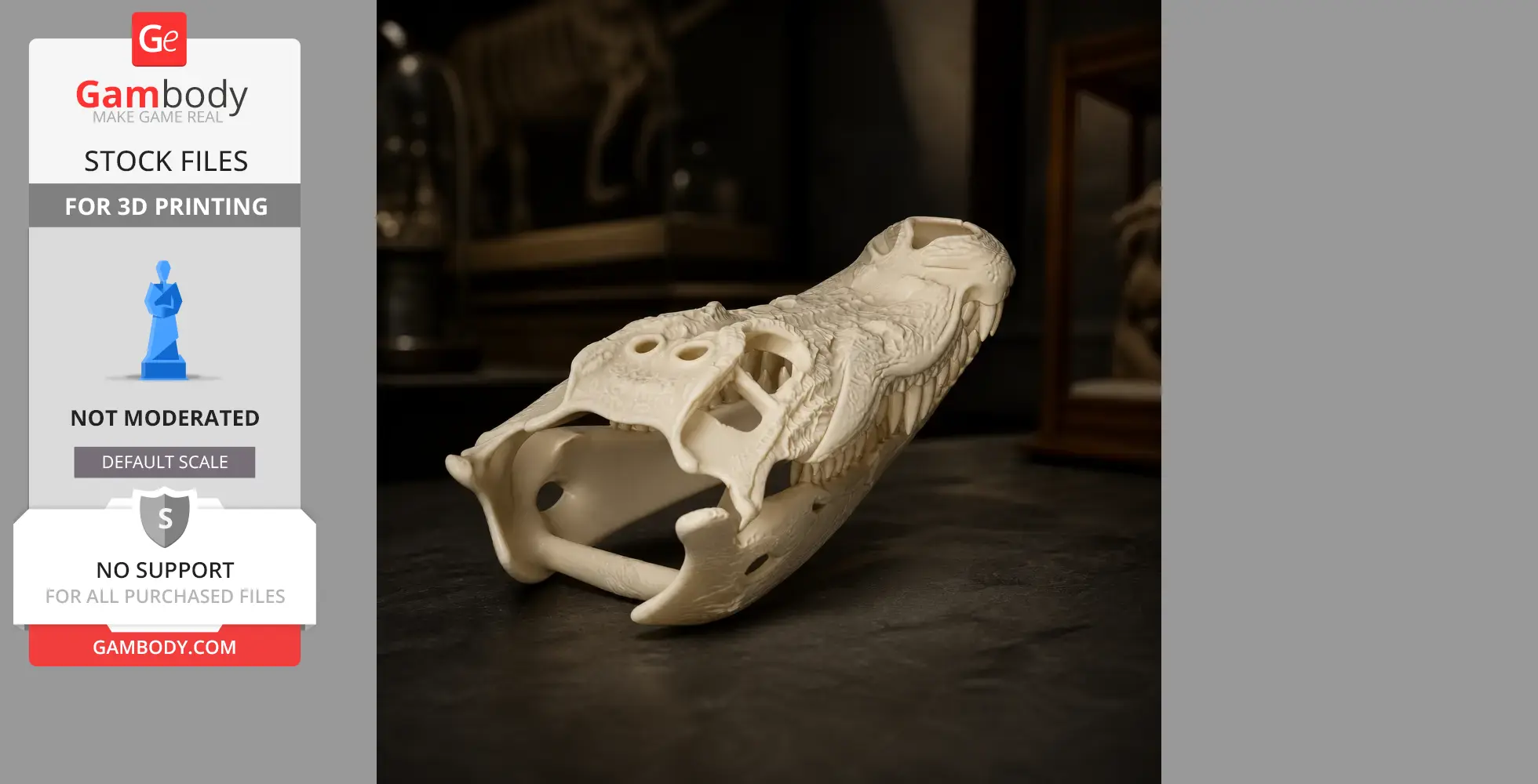 Mugger Crocodile Skull - Skull Replica STL
