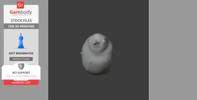 3D model of a small, round bird with detailed feather texture and an open beak for printing.