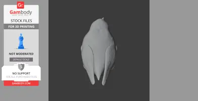 3D model of a bird viewed from above, designed for 3D printing.