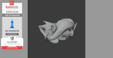 3D model of a musk ox skull for printing, featuring detailed horns and bone structure.