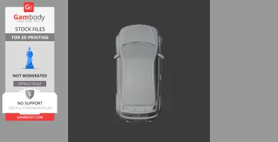 Top view of a gray 3D model of a Chevrolet Cobalt SS for 3D printing, displayed on a dark background.