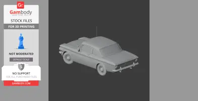 3D model of a classic Chevrolet Corvair, side angle, for 3D printing.