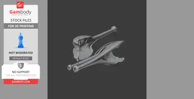 3D model of a Mystriosaurus skull replica, displayed as STL files for 3D printing.