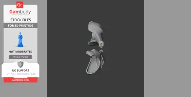 Side view of a two-part Mystriosaurus skull model for 3D printing.