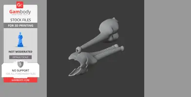 3D model of a Mystriosaurus skull with elongated jaws, shown for 3D printing.