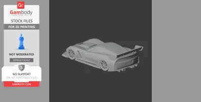 3D model of a Chevrolet Corvette C7.R, featuring a sleek design and large rear spoiler, for 3D printing.