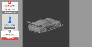3D model of a Chevrolet Corvette C7.R, ready for 3D printing, rear view with detailed features.