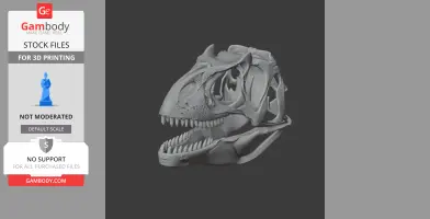 3D model of a Neovenator dinosaur skull with detailed bones and teeth, ready for 3D printing.