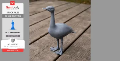 3D printed model of an Asian houbara bird on a wooden surface.