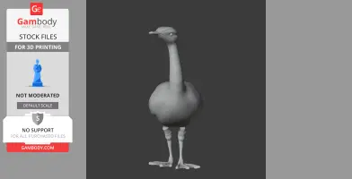 3D model of an Asian houbara bird, featuring a long neck, round body, and slender legs.