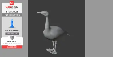 3D model of an Asian houbara bird, standing with a long neck and webbed feet, designed for 3D printing.