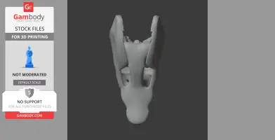 3D model of a juvenile Nile crocodile skull viewed from the top, ready for 3D printing.