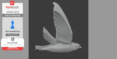 3D model of a flying bird with outstretched wings, designed for 3D printing.