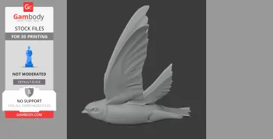 A 3D model of a prehistoric bird with detailed wings and tail for 3D printing.