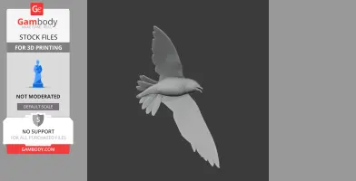 3D model of a flying bird with outstretched wings, designed for 3D printing.