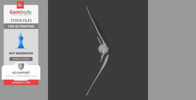 3D model of a prehistoric Asian palm swift, showcasing elongated wings and streamlined body.