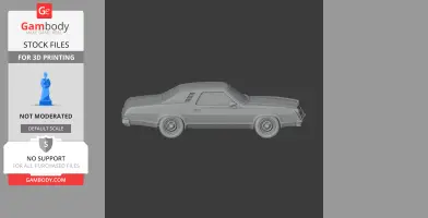 3D model of a Chevrolet Chevelle Laguna for printing, shown from the side in gray.