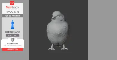 A detailed 3D model of an Asian rosy finch standing upright, designed for 3D printing.