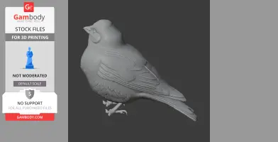 3D model of an Asian rosy finch, detailed feathers, perched position, suitable for 3D printing.