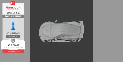 Top view of a 3D model of a Chevrolet Corvette C8.R car, designed for 3D printing.