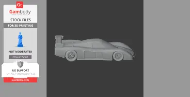 3D model of a Chevrolet Corvette GTP race car, side view, designed for 3D printing.