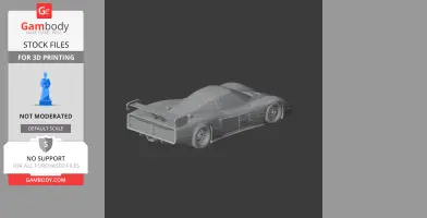 3D model of a Chevrolet Corvette GTP race car from a rear-side angle, designed for 3D printing.