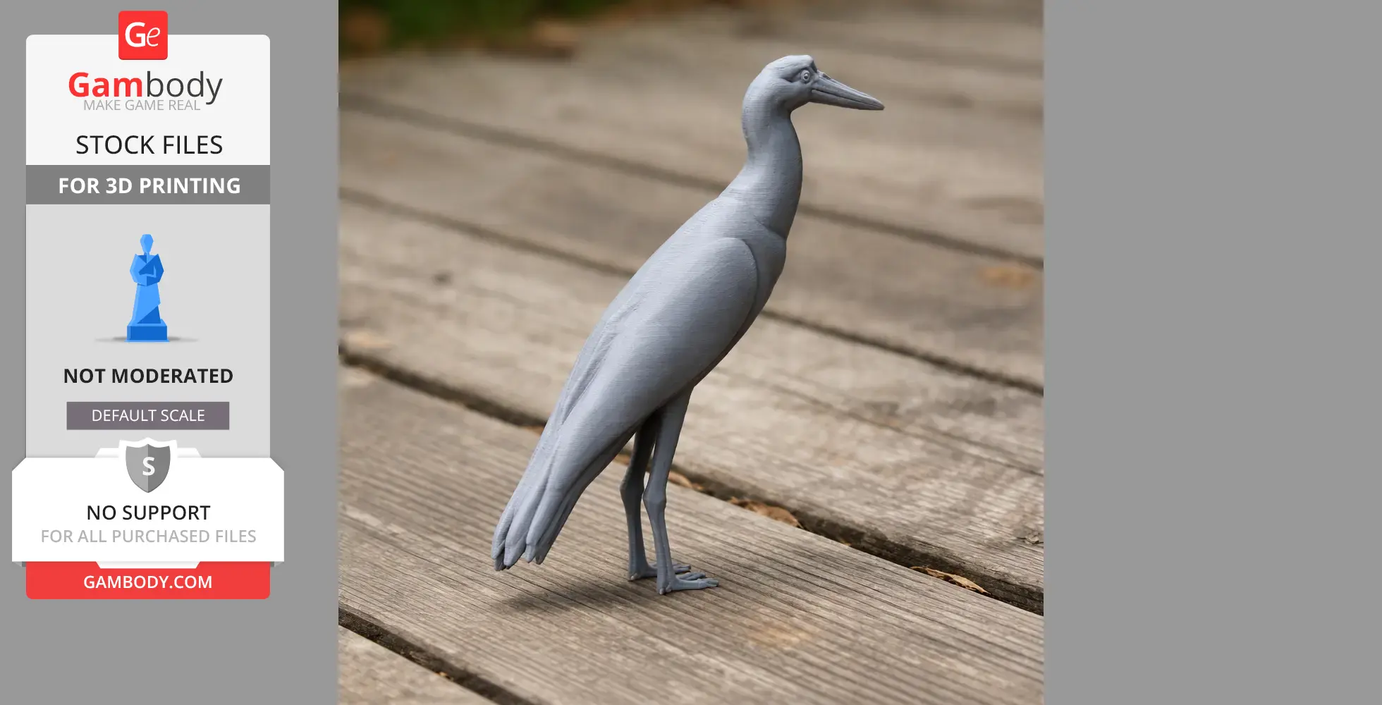 Asian woolly-necked stork - Prehistoric Animal STL