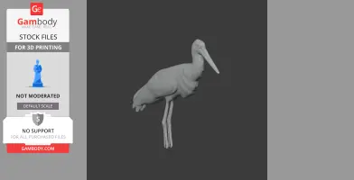 Asian woolly-necked stork - Prehistoric Animal STL