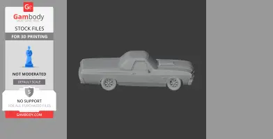 3D model of a Chevrolet El Camino vehicle for 3D printing, rendered in side view.