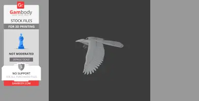 A 3D model of a bird in flight, wings spread, for printing.
