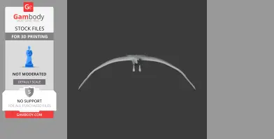 A 3D model of a bird-like prehistoric creature with wings outstretched, viewed from the front.