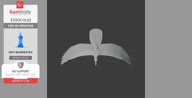 3D model of an Asir magpie in flight, viewed from above with detailed wings and tail feathers.