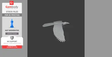 A 3D model of a prehistoric bird in flight, with detailed wings and streamlined body.