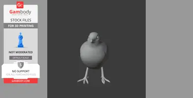3D model of a bird standing with a round body and slender legs for printing.