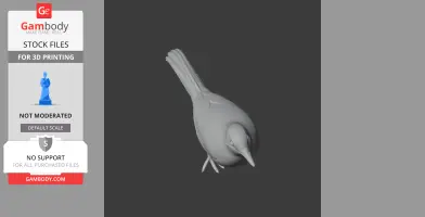 3D model of a bird perched, viewed from above, designed for 3D printing.