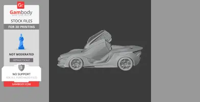 3D model of a Chevrolet Miray concept car with open gullwing doors, ready for 3D printing.