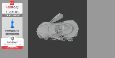 3D model of a Chevrolet Miray car with gullwing doors open, designed for 3D printing.