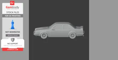 3D model of a Chevrolet Monza car for 3D printing, side view, detailed wheels and contour.