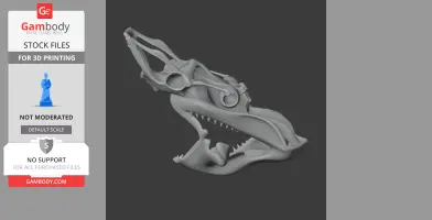 A detailed 3D model of a Nyctosaurus skull with prominent teeth and intricate bone structure.
