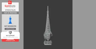 A detailed 3D model of a Chinese junk ship viewed from the front, designed for 3D printing.