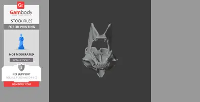 3D model of a detailed Olingo skull with open jaws, suitable for 3D printing.