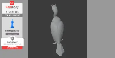 3D model of a prehistoric Auckland shag bird, showing its detailed texture and long neck for printing.