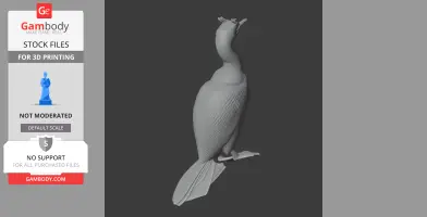 3D model of a prehistoric Auckland shag bird, standing with detailed feathers and webbed feet.