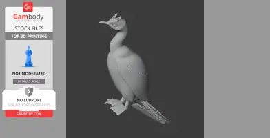 3D model of a prehistoric Auckland shag bird with distinctive feather details and webbed feet.