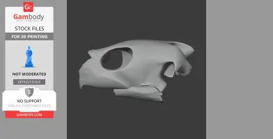 3D model of an Olive Ridley turtle skull, side view, showcasing its anatomical structure.
