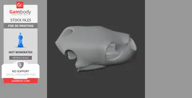 3D model of an Olive Ridley turtle skull, intended for 3D printing, shown in side profile.