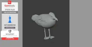 3D model of a standing Audouin's gull with detailed wings and legs for 3D printing.